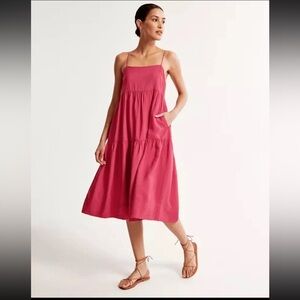Abercrombie & Fitch Trapeze Midi Dress - Pink Size Medium